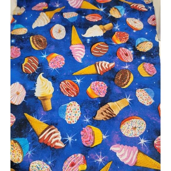 Treats Cotton Fabric Ice Cream Sonuts Cupcakes Fark Blue Birthday 0.75 Yards New - Picture 1 of 5